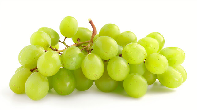 Bunch of grapes and halved grape, white.
