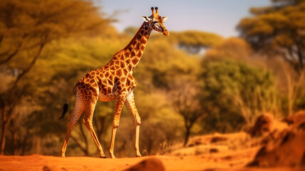 picture of giraffe walking in the jungle