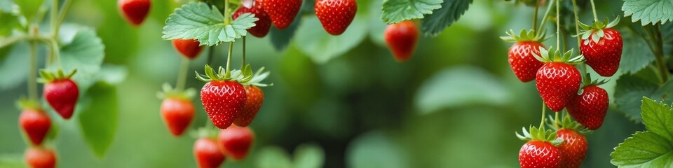 The cultivation and production of strawberries, a successful harvest. Beautiful strawberries growing on a bush. Harvest on a strawberry bed.