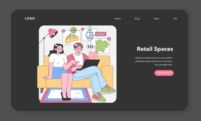 Digital Shopping Spree. Flat vector illustration.