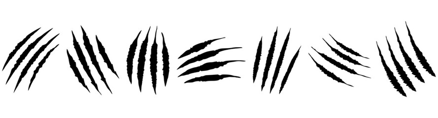 animal Claw scratches mark set. Cat tiger scratches signs. Vector Isolated.