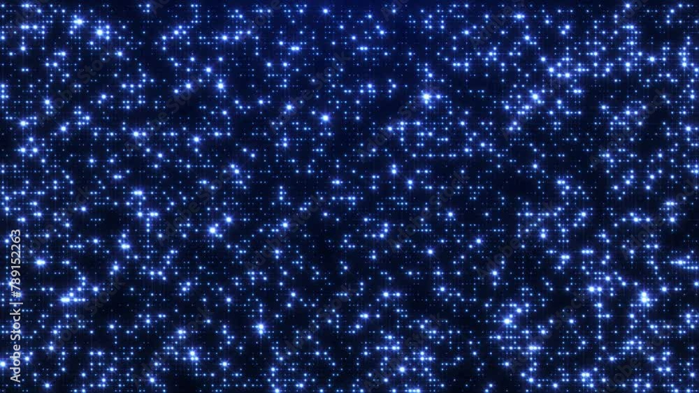Poster Abstract twinkling and glowing brilliant 
star particles motion graphics. seamless loop