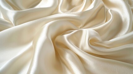 Luxuriously textured cream white silk with a satin finish, styled to highlight the richness and...
