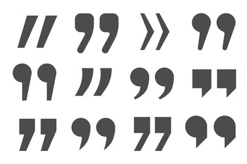 PNG, Set of quote mark. Quotemarks outline, inverted commas or talking marks collection. Quotes sign in flat design. Quotation signs. Talk bubble speech icon on white background. Vector illustration.