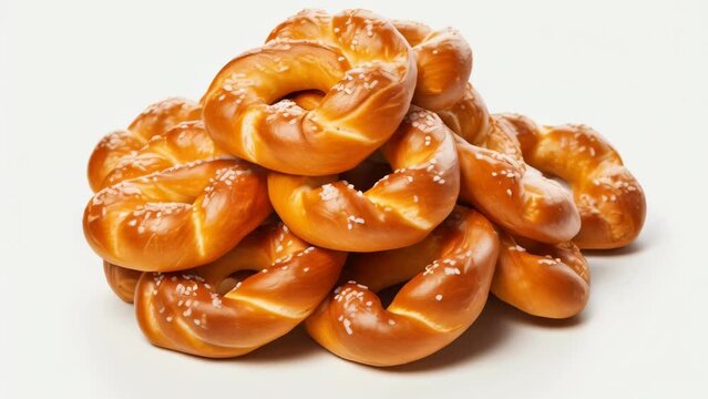 A pile of pretzels with salt on top