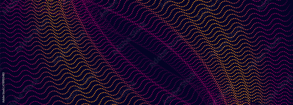 Aufkleber abstract background. floating dots, particles, wave pattern, 3d curve, halftone gradient curve shape