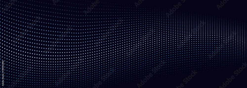 Aufkleber abstract background. floating dots, particles, wave pattern, 3d curve, halftone gradient curve shape
