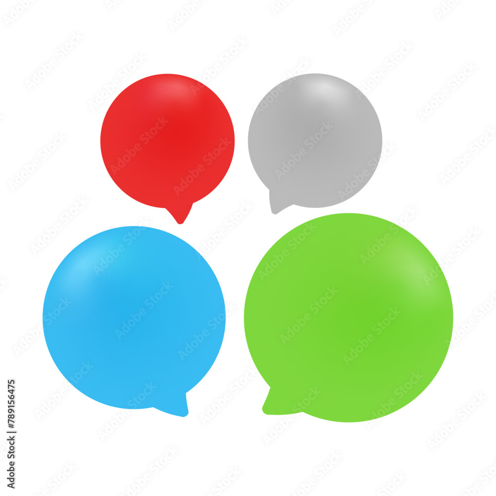 Poster 3d speech bubble icon set. colorful message balloons. empty dialogue speech bubbles symbol. blank qu