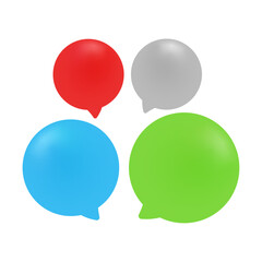 3d speech bubble icon set. Colorful message balloons. Empty dialogue speech bubbles symbol. Blank quote or thought pithy chat elements.