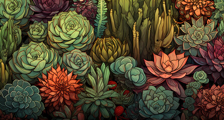 Succulent and cactus pattern