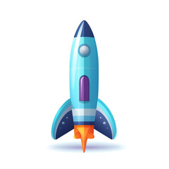 a little blue space rocket, flat style, invisible background сreated with Generative Ai
