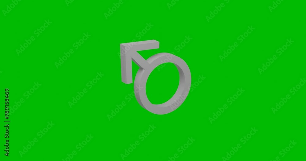 Poster animation of rotation of a white mars symbol with shadow. simple and complex rotation. seamless loop