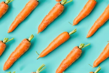 Fresh Organic Carrots on a Vibrant Teal Background