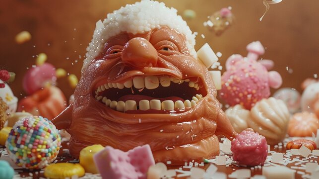 A 3D figure with an insatiable appetite, representing the increased appetite associated with excessive sugar intake