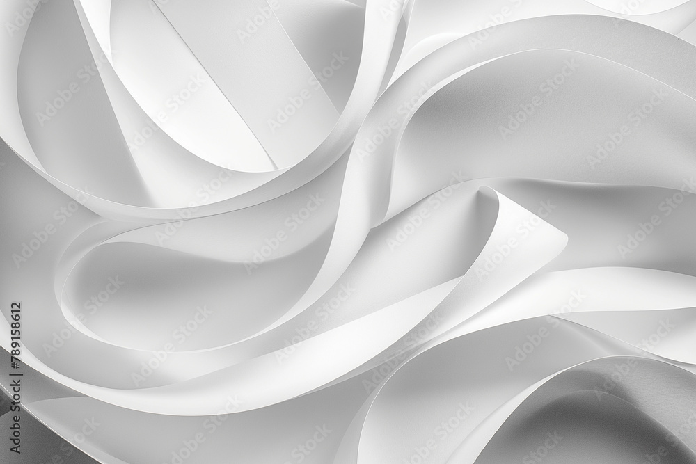 Poster elegant and serene abstract monochrome wave patterns with soft lighting and graceful curves perfect 
