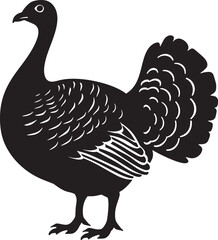turkey silhouette vector black on white background, clean, simple