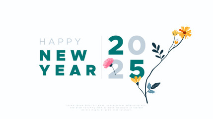 Obraz premium 2025 calendar. 2025 text. New year 2025 minimalist. Happy new year. design template for new year celebration. 