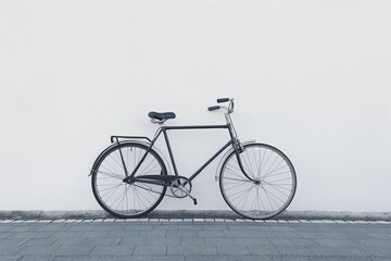 Stylish, simple illustration of a black bicycle on a solid white background