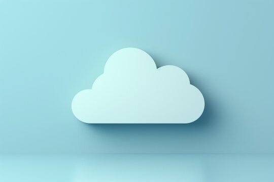 Simple white cloud icon rendered in a 3d minimalist style against a serene blue background