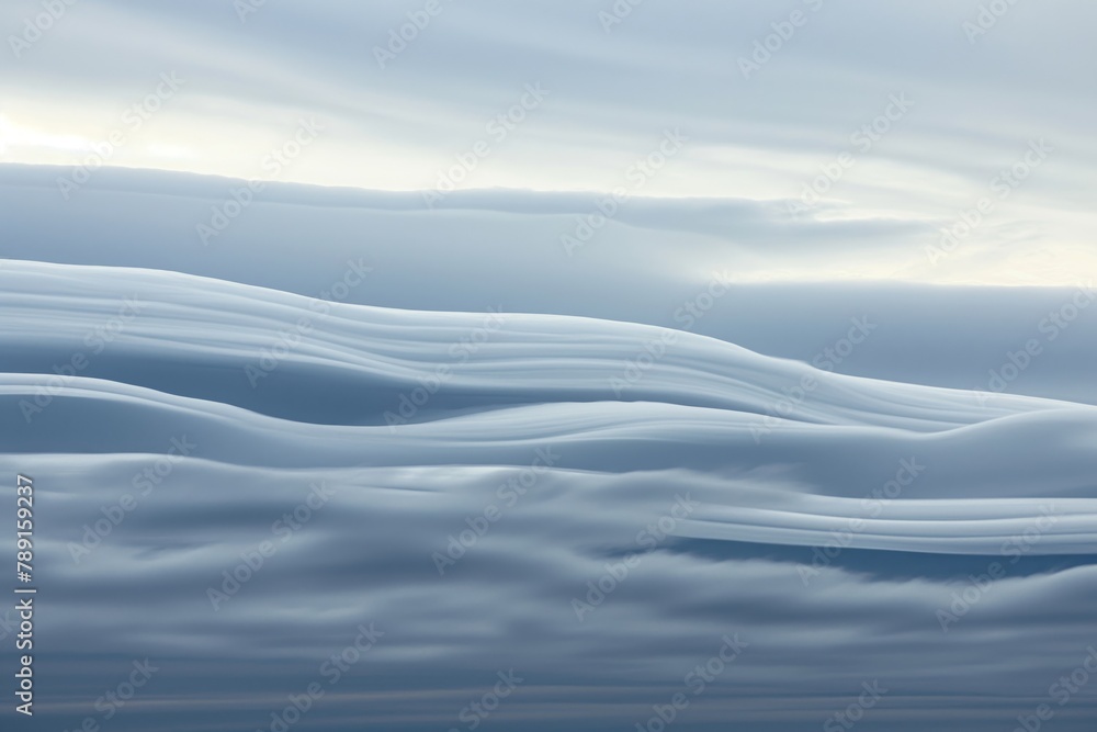 Poster tranquil scene of minimalist cloud patterns resembling gentle waves in the sky