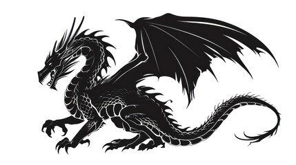 Vector illustration clipart of dragon over white background.