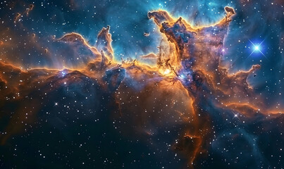 Obraz na płótnie Canvas Stunning Cosmic Nebula Captured in Vivid Detail, Generative AI