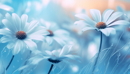 Ethereal surreal daisy flowers art. AI-Generated Image