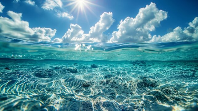 Half Underwater Sunny Sky