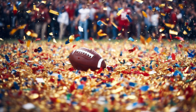 fans football confetti falling American man watching mouth open crouching sofa fan face paint enthusiastic team confidence friendship sport looking away three people
