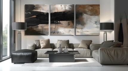 Modern Living Room Interior in Muted Tones.