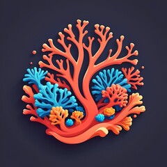 Coral reef clip art on black background