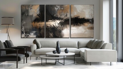 Modern Living Room Interior in Muted Tones.