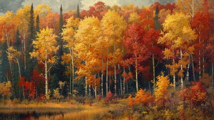 As autumn approaches the trees gradually shed their leaves painting the landscape in a vibrant tapestry of reds yellows and oranges