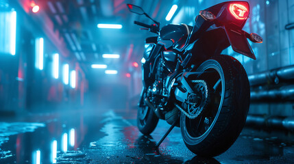 Motorbike, Neon Reflections