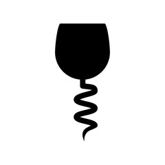 Logo club de vino. Silueta de copa de vino mitad sacacorchos