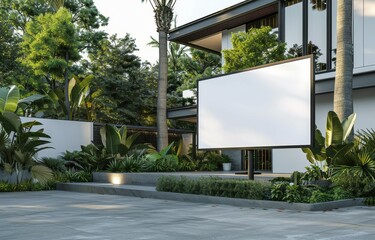 Large White Billboard in Garden