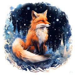 Starry Fox: A whimsical fox surrounded by a galaxy of stars