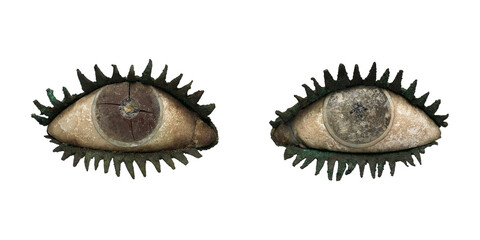 PNG Pair of eyes, ancient sculpture, transparent background.