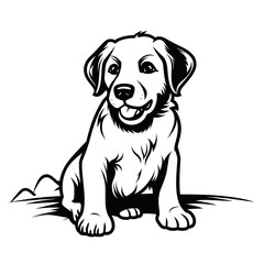 black dog snack outline clipart, simple land at icon, black and white, white background сreated with Generative Ai