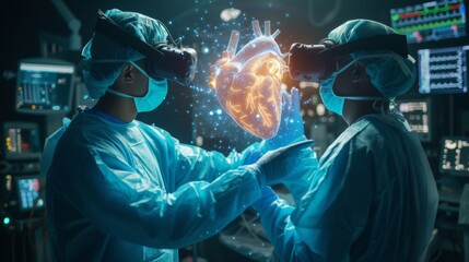 Fototapeta premium Medical doctors doing virtual training with the help of VR technology.