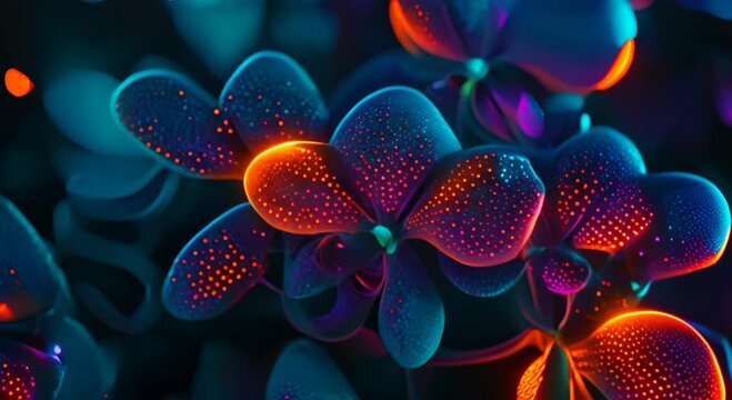 garden where a botanical anomaly unfolds a mesmerizing display of mutant orchids. Show very sharp details of the mutated blossoms, each one showcasing unique colors, shapes, and patterns,
