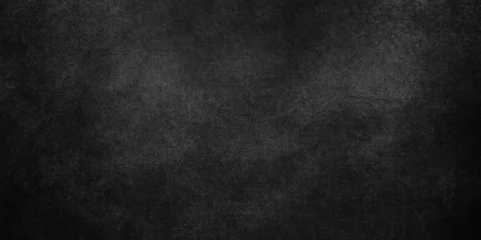 Foto op Aluminium   Dark black wall grunge textured concrete backdrop background. Panorama dark grey black slate gradient background or texture. Vector black concrete texture. Stone wall background. © MdLothfor