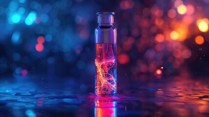Luminescent Gel Suspended in Vial Glowing with Energy.