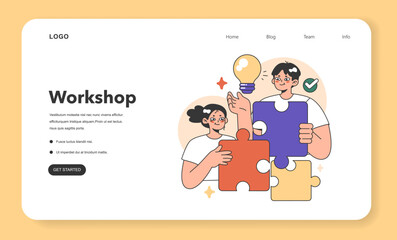 Training workshop web banner or landing page. Interactive