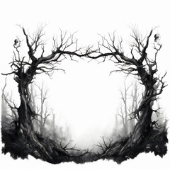 Eerie and intricate tree branches forming gnarled patterns, ideal for Halloween and gothic themes