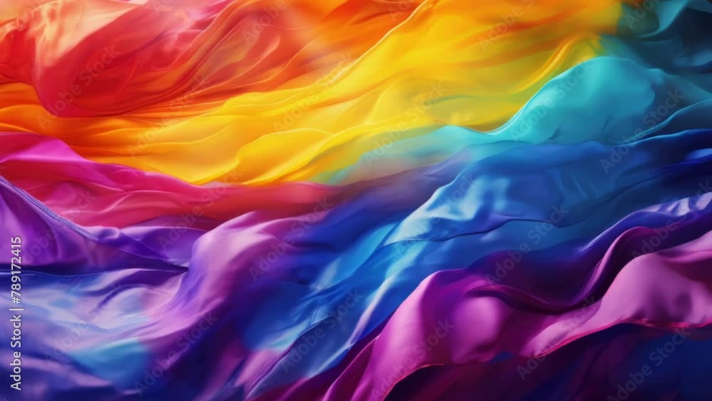 Poster a colorful piece of fabric with a rainbow pattern