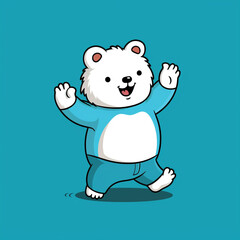 Fototapeta premium kawaii bear character animated sticker, in the style ofdark cyan and azure сreated with Generative Ai