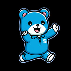 Obraz na płótnie Canvas kawaii bear character animated sticker, in the style ofdark cyan and azure сreated with Generative Ai