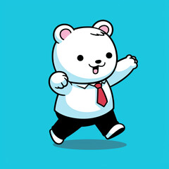 Obraz na płótnie Canvas kawaii bear character animated sticker, in the style ofdark cyan and azure сreated with Generative Ai