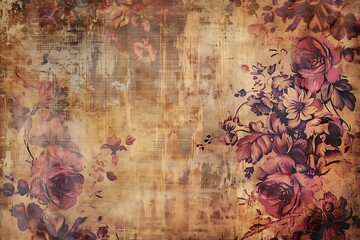 Vintage Floral Grunge Bohemian Tapestry Scrapbook Background. A rich, textural background for scrapbooking and design. .
